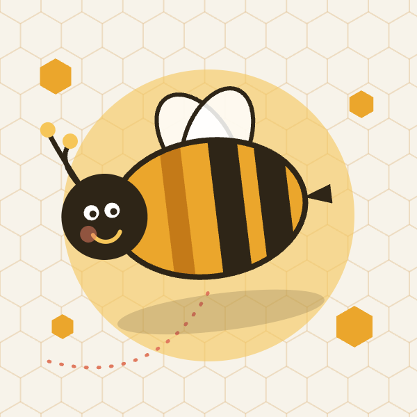 KanvaBee mascot bee on a honeycomb