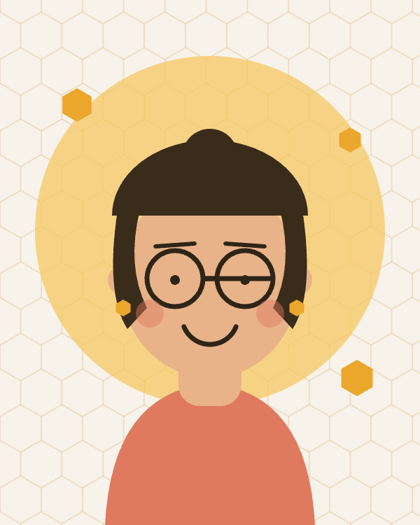 Illustrated portrait of the KanvaBee designer